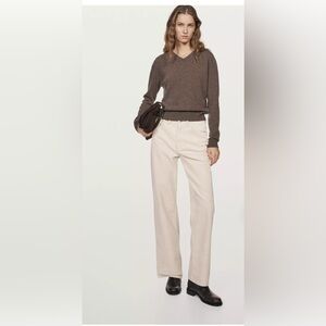 Massimo Dutti Corduroy Pants in Cream Color